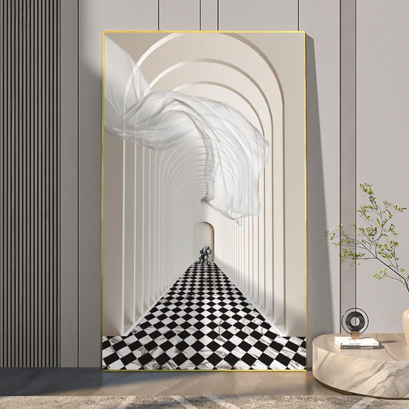 Landscape Building Canvas Painting Wall Art Geometric Architecture Space Aisle Posters and Prints for Living Room Corridor Decor