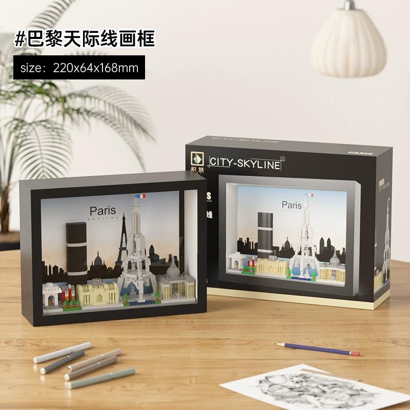 MOC Architecture Skylines Paris London New York Dubai Shanghai Street View Building Block Mini Building Block Decoration Toy