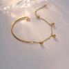 Ramos Acier Inoxydable Élégant délicat simple demi-cercle frange bracelet perlé dames fête cadeau