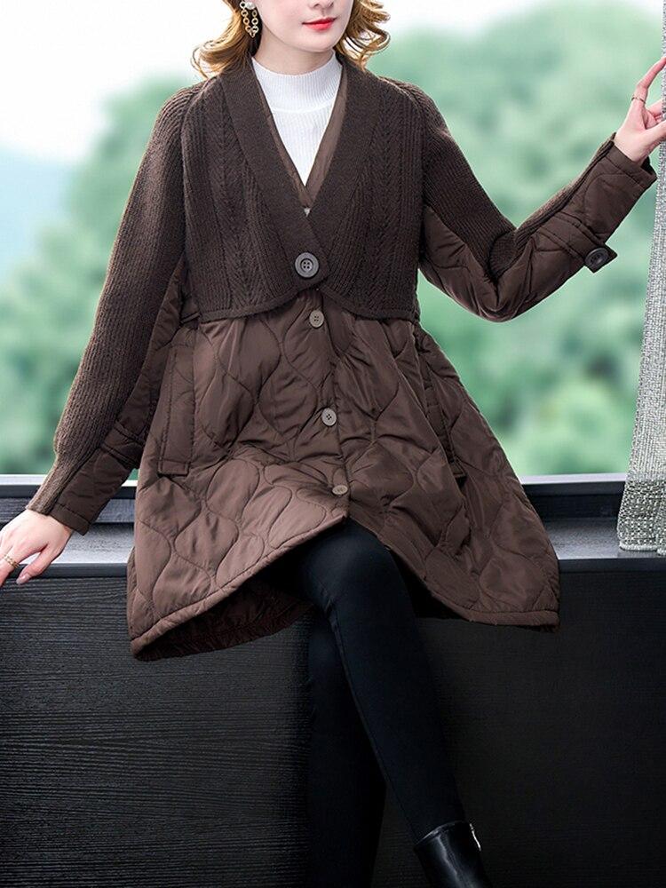 XITAO V-neck Patchwork Women Trench Coat FBB1618