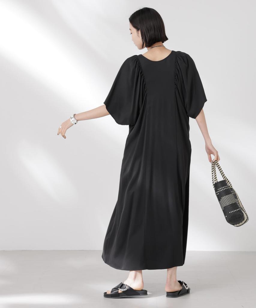 Nano Universe Front and Back Volume Gathered F Women's Two-Way Dress, 011, Sumikuro, 673-5119333