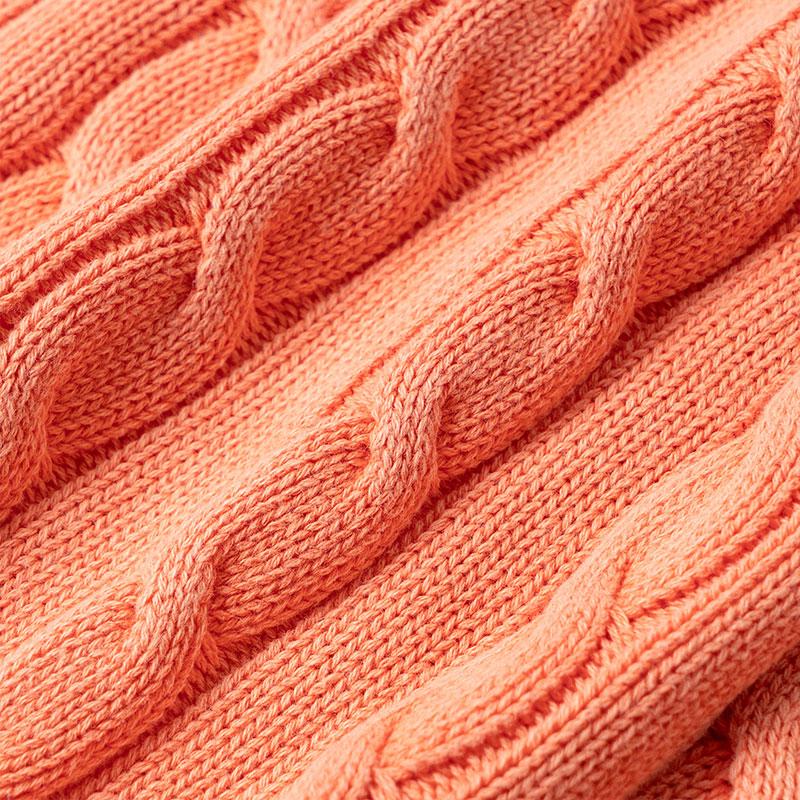 Polo Ralph Lauren FW22 Solid Color Cable Knit Long Sleeve Polo Shirt Distressed Women Tops Orange WMPOKNINB920071-800