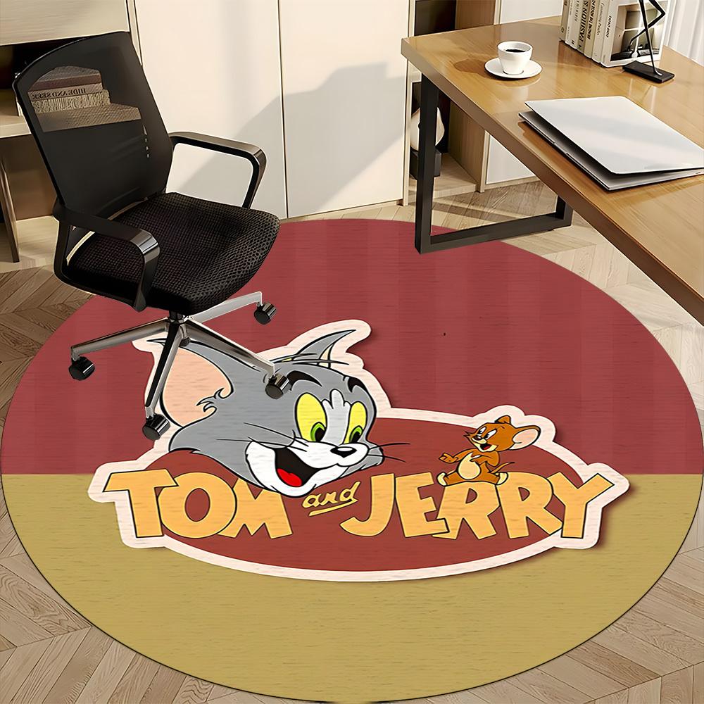 1pc Tom Jerry Office Round Area Rug, Under Office Chairs Bedroom Living Room Home Decor, Room Decoa1016061