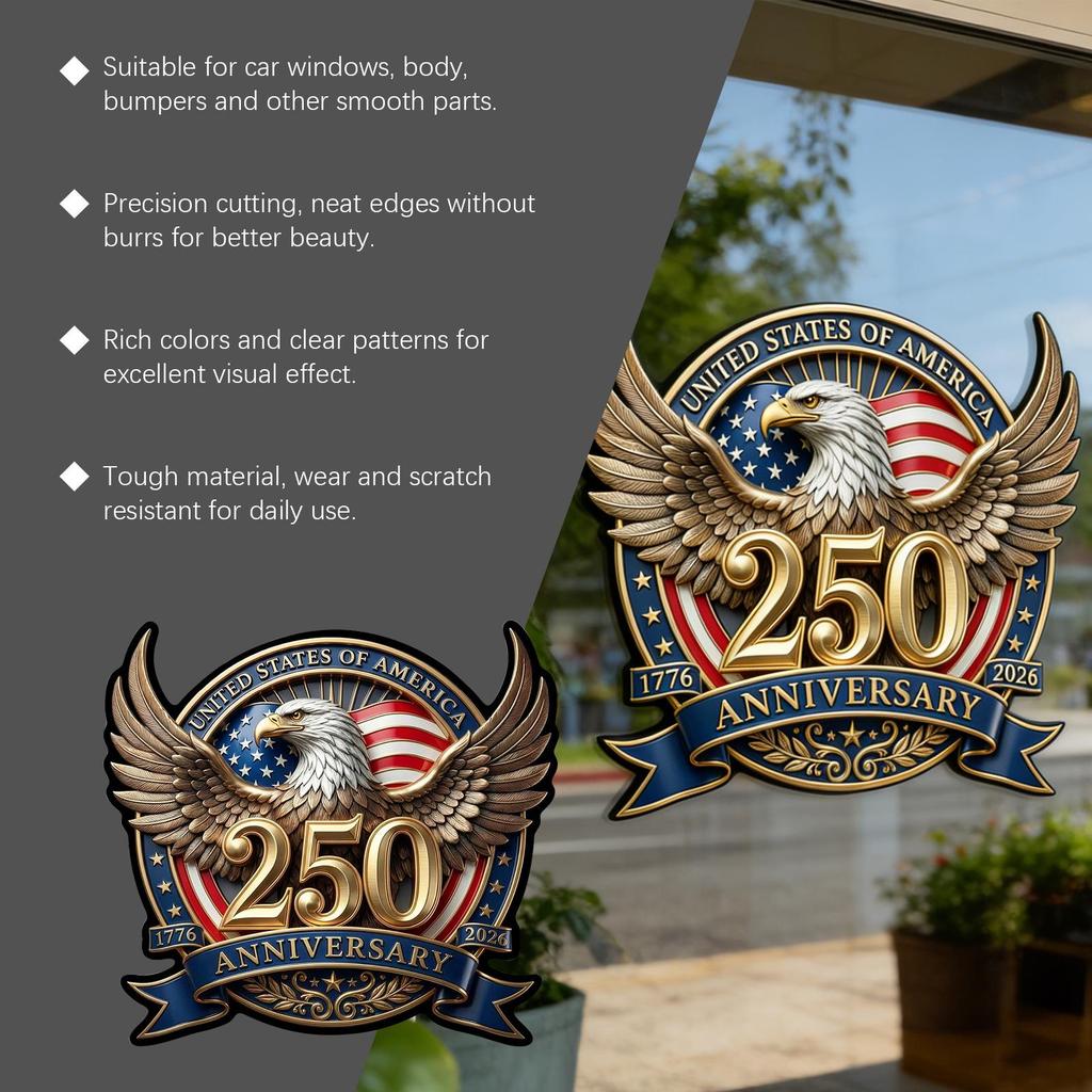 American Retro Eagle Flag Car Window Decal - 250th Anniversary Edition
