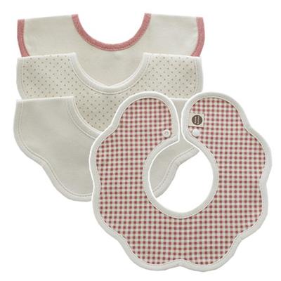 Conjunto de babadores Bunny Blossom com 4 peças, bolinhas rosa damasco, 1 conjunto