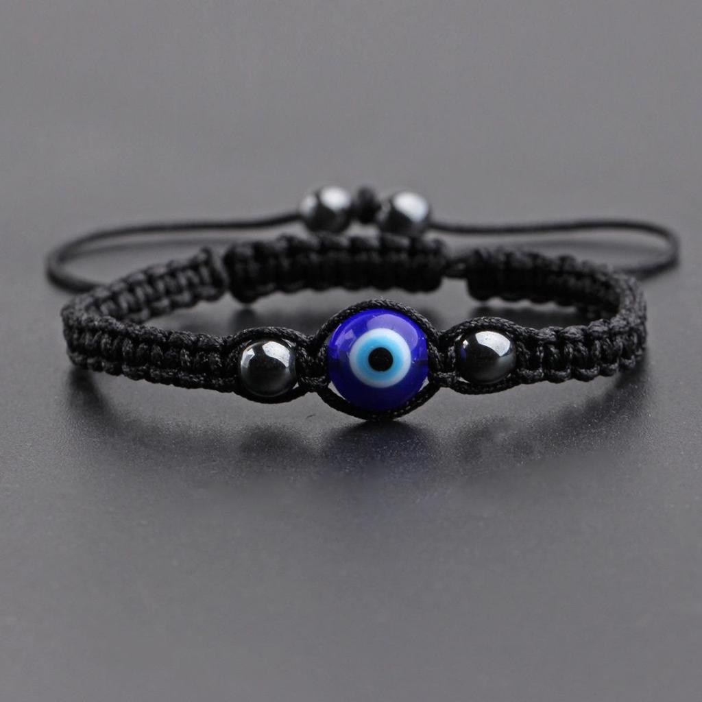 Popular Adjustable Woven Blue Devil's Eye Bracelet with Glass Bead