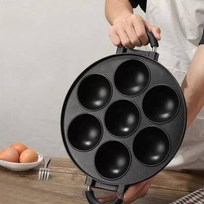 7 Hole Cooking Cake Pan Cast Iron Omelette Pan Non-Stick Cooking Pot Breakfast Egg Cooker Cake Mold Kitchen Cookware Kitchenware