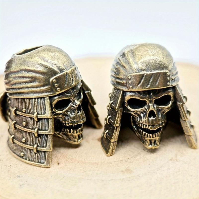 Ninja Dödskalle Huvud Mässing Knivpärlor EDC DIY Paracord Vävd Armband Lanyard Hängen Tillbehör Utomhusverktyg Hängen Berlocker