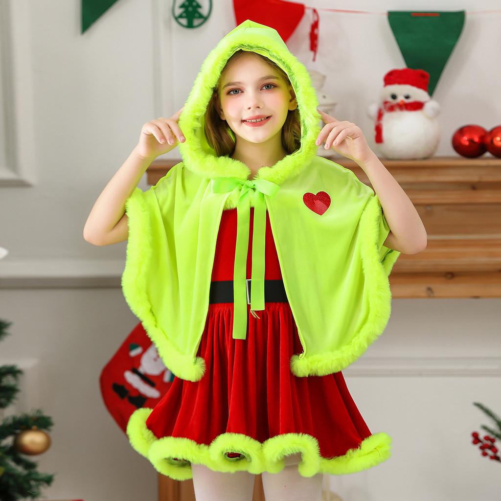 Grinch Kinderkostüm Mit Umhang Und Kleid Für Weihnachtsfeier Kostüm