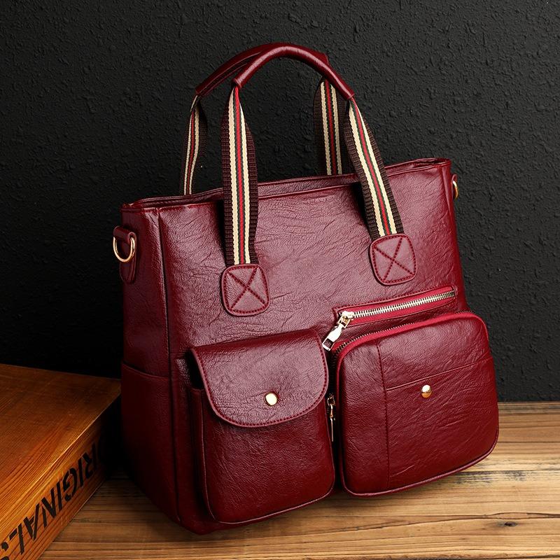 Crossbody Bag Handheld Bag Large Capacity Multi-Pocket Fashion Euro-American New Shoulder Bag Middle-Aged Mom Bag Outdoor Travel