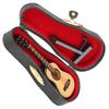 3pcs Wooden Material Miniature Guitar Model With Stand Mini Size Wooden Guitar Model Black Leather Case Collectible Figurines