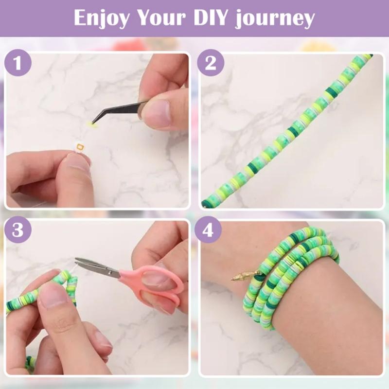 24 Color Clay Beads for Bracelet Making, Flat Clay Beads with Storage Box for DIY Jewelry Bracelet Necklace Making