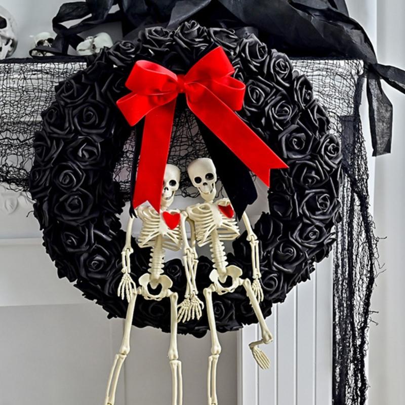 Skull Wreath for Halloween Festivities Scary Rose Skeleton Garlands Accessories Party Indoor Outdoor Party Decorations