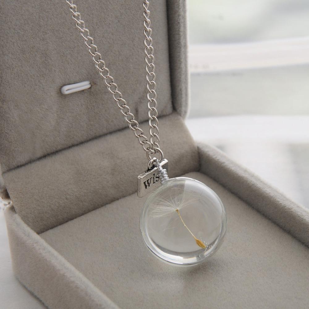 Trendy Retro Dandelion Oval Square Heart Crystal Pendant Necklace for Women men Long Chokers Personality Jewelry Accessory Gifts