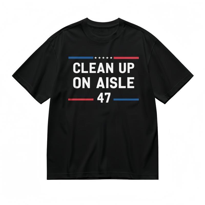 

Women s Fashion Classic T-Shirt Bold White Text Red Blue Stripes Design Tee XL