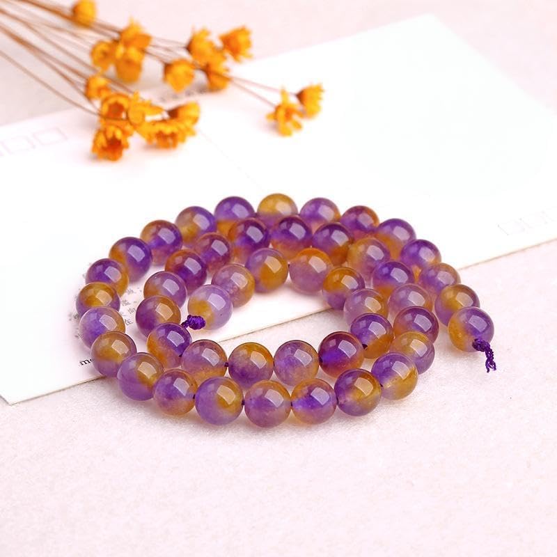 Natural Stone Ametrines Purple Yellow Crystal Stone Round Beads Spacer Beads for Jewelry Making 6-10mm DIY Bracelets Jewelley 15inch 39cm Beadwork