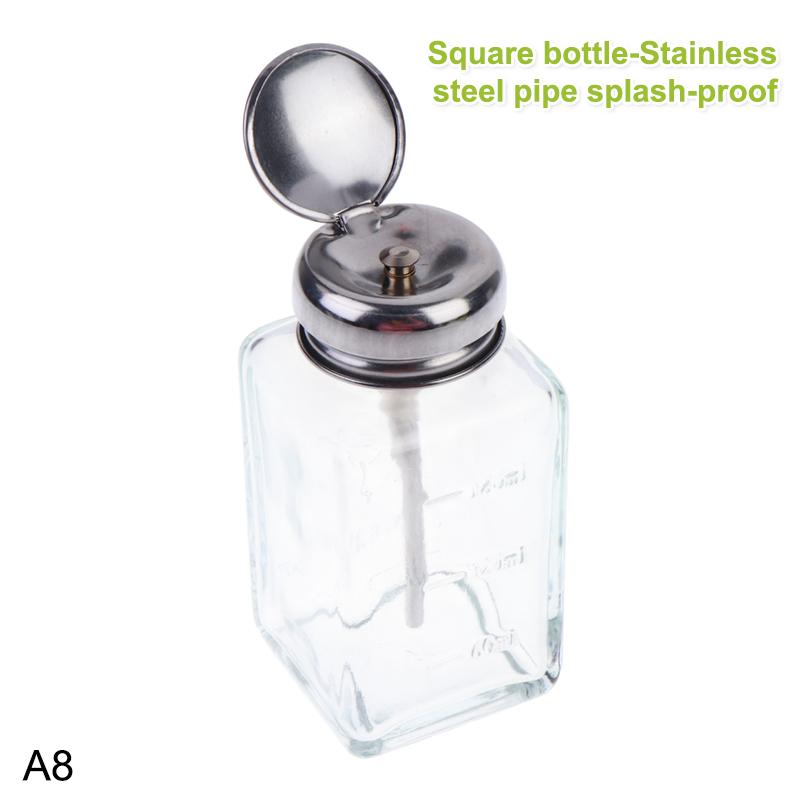 Empty Glass Nail Polish Remover Dispenser Refillable Press Pump Bottle Makeup Manicure Accessories