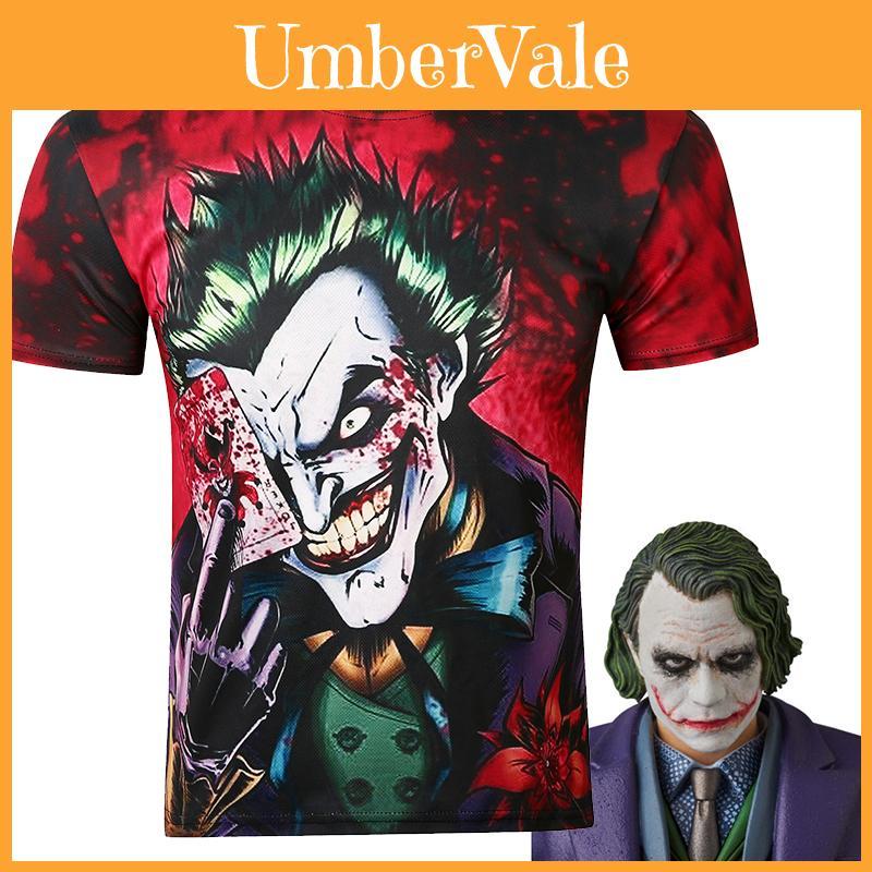 Stylish Red Joker T-shirt Unisex Fit With Full 3d Printing