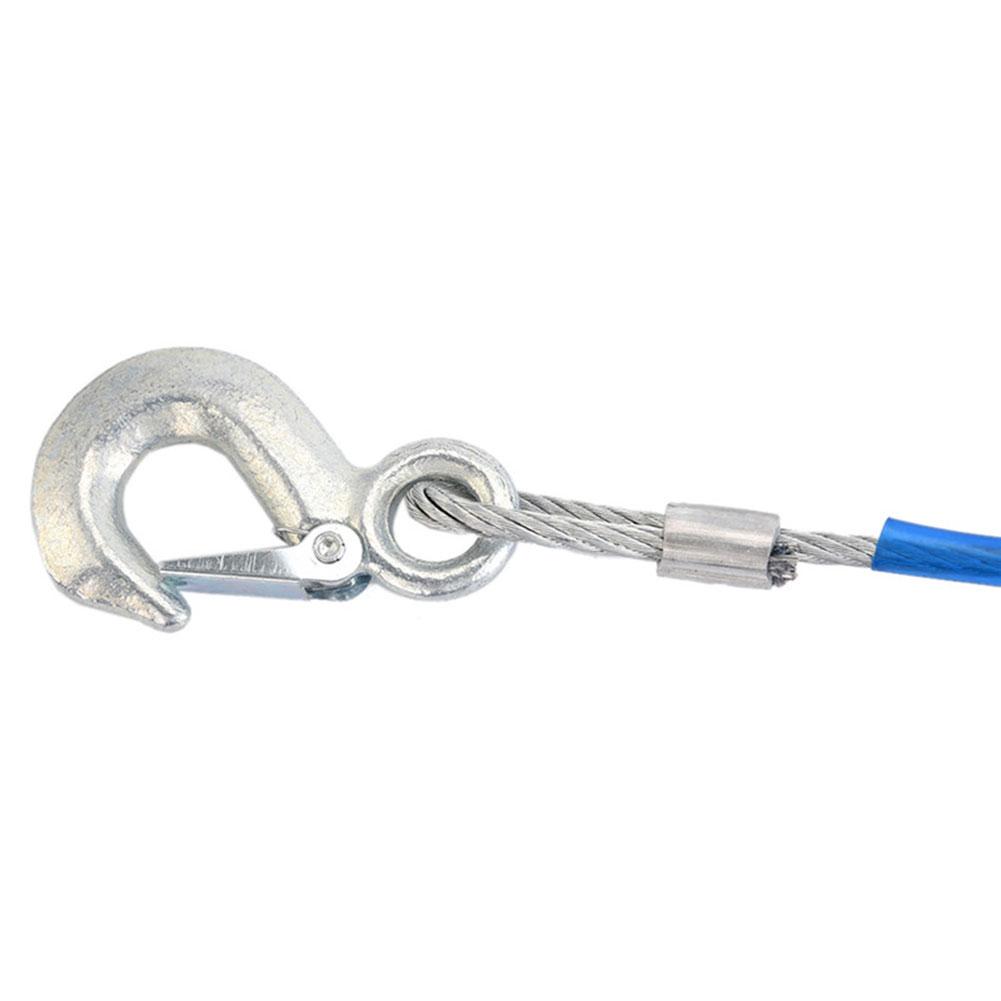 Heavy Duty Towing Rope 4m 5 Tons Wire Rope Safety Hook Steel Rope Emergency Towing Car
