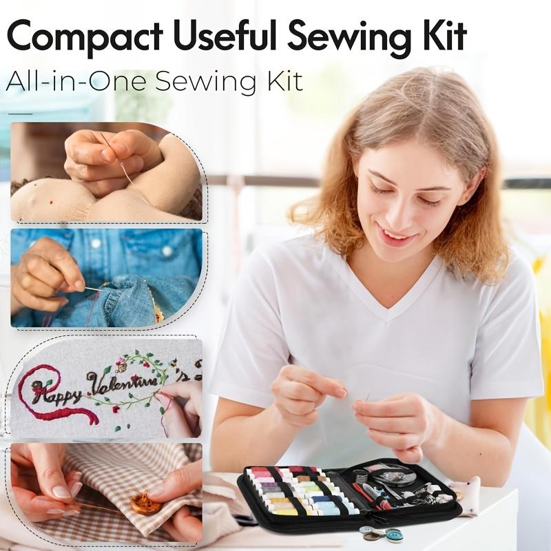 Compact Travel Sewing Kit - All-in-One DIY Repair Set with Premium Accessories (Scissors, Thread, Needles) for Adults