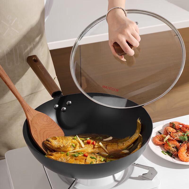 Meichu 32cm Non-stick Iron Wok with Lid