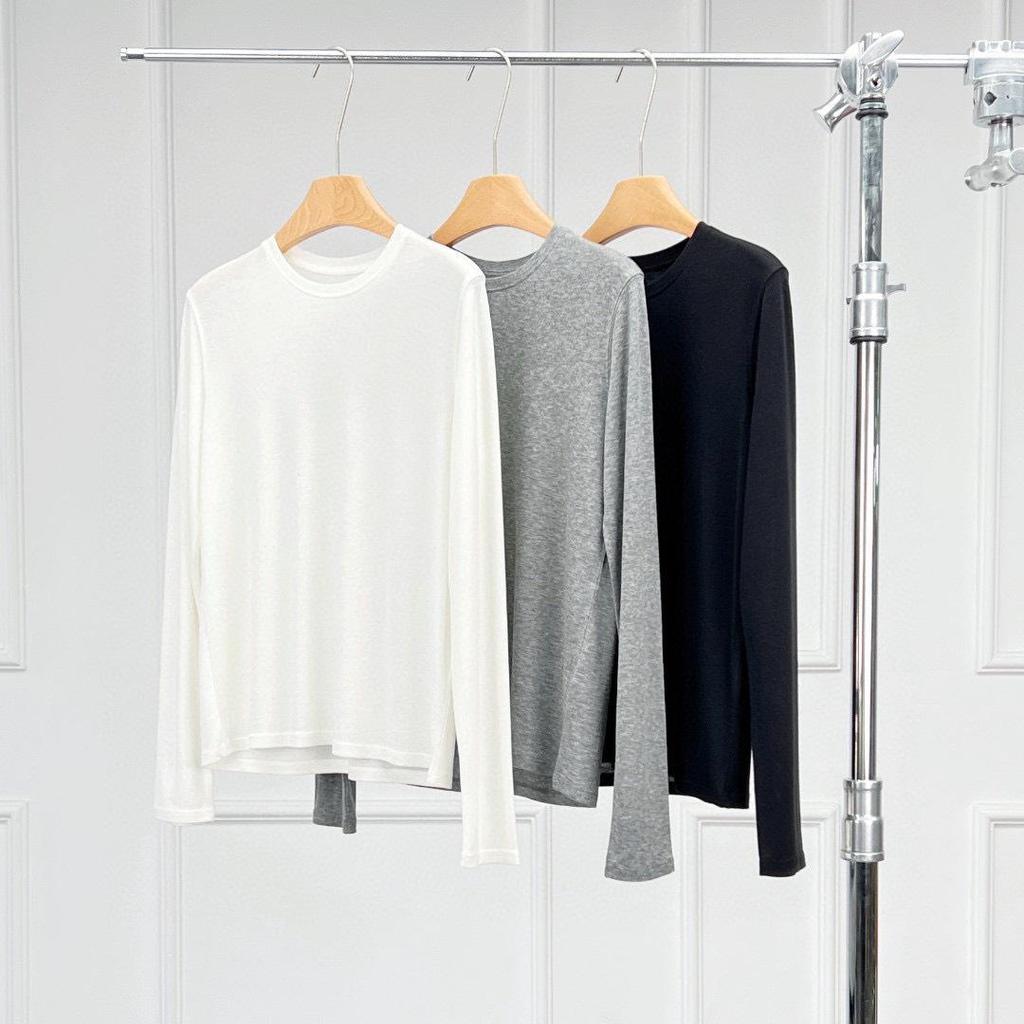 [UpperClass Series] Women's Tencel Wool Round Neck Long Sleeve Top