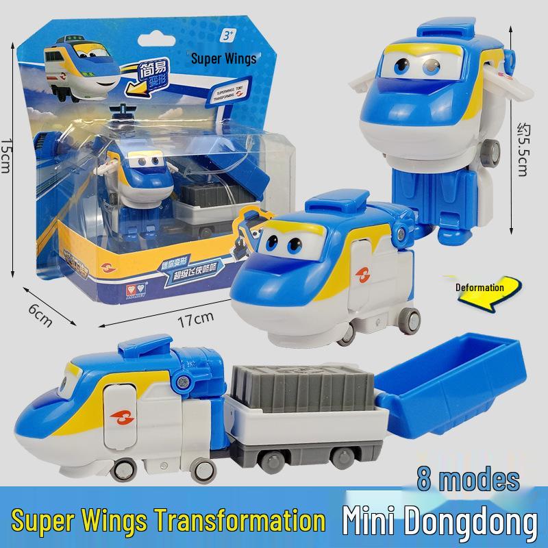 Super Wings 13-Piece Mini Transforming Robot Set: Jett, Big Strong, Jin, and Mighty Little Wing Toys