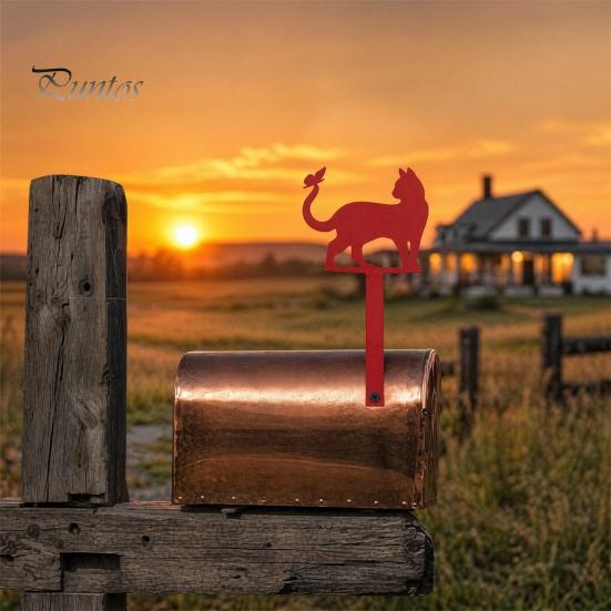 Butterfly Iron Decoration Yard Signage with Fixed Holes, Metal Cat Decoration, American Mailbox Pendant Outdoor Sign for Wood Leather Mailboxes