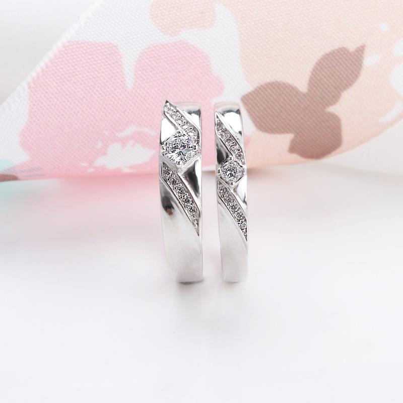 Buyee CopperCouples Ring White Zircon Ring Finge for Women Men Classic Fashion Wedding Fine Jewelry Circle Gift