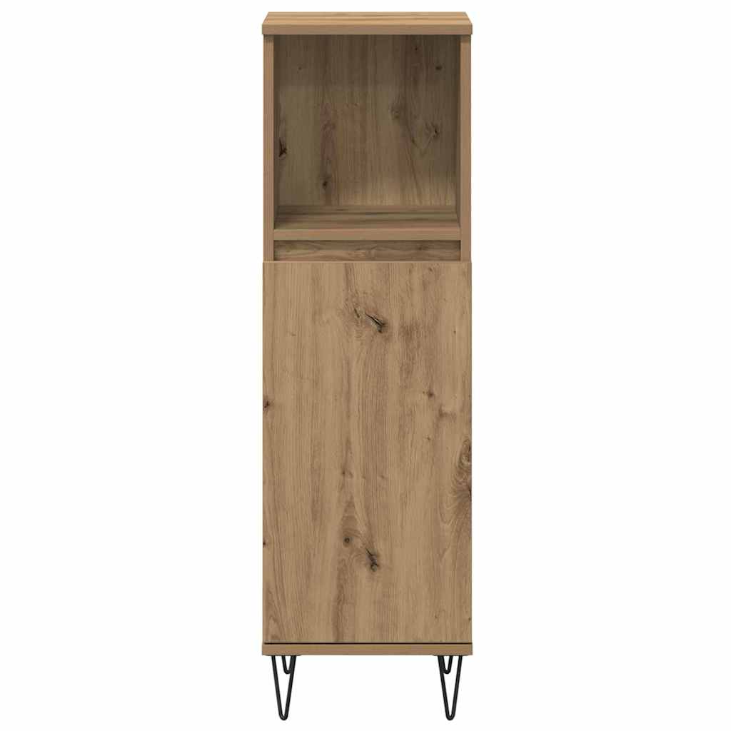 Bathroom Furniture Set with Shelf 3 Pcs Artisan Oak Wood Based Material