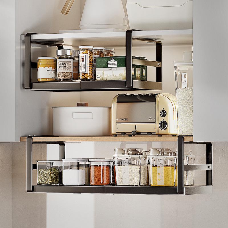 Retractable Kitchen Hanging Storage Rack for Paper, Cling Film, and Utensils