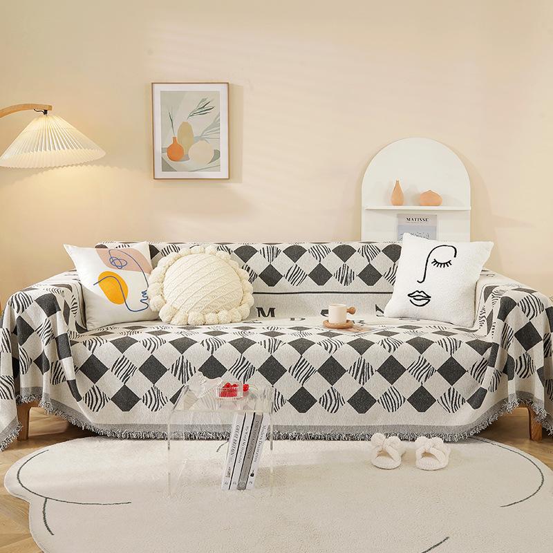 Geometry Chenille Sofa Cover Cloth Sofa Blanket Cover Full Cover Universal Couch Towel Cover Dust Proof Sofa Cushion Cover