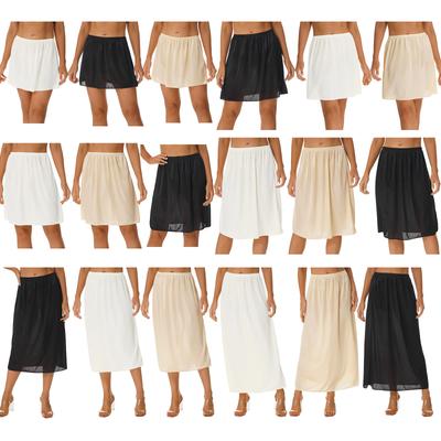 Womens Elastic Waist Underskirt Smooth Solid Color Petticoat for Party Dresses Skirt Layering