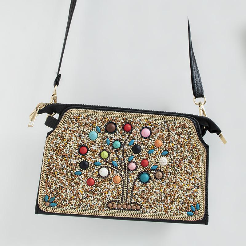 Bohemian Shell Shape Purse With Flower Embellishments For Daily Wear