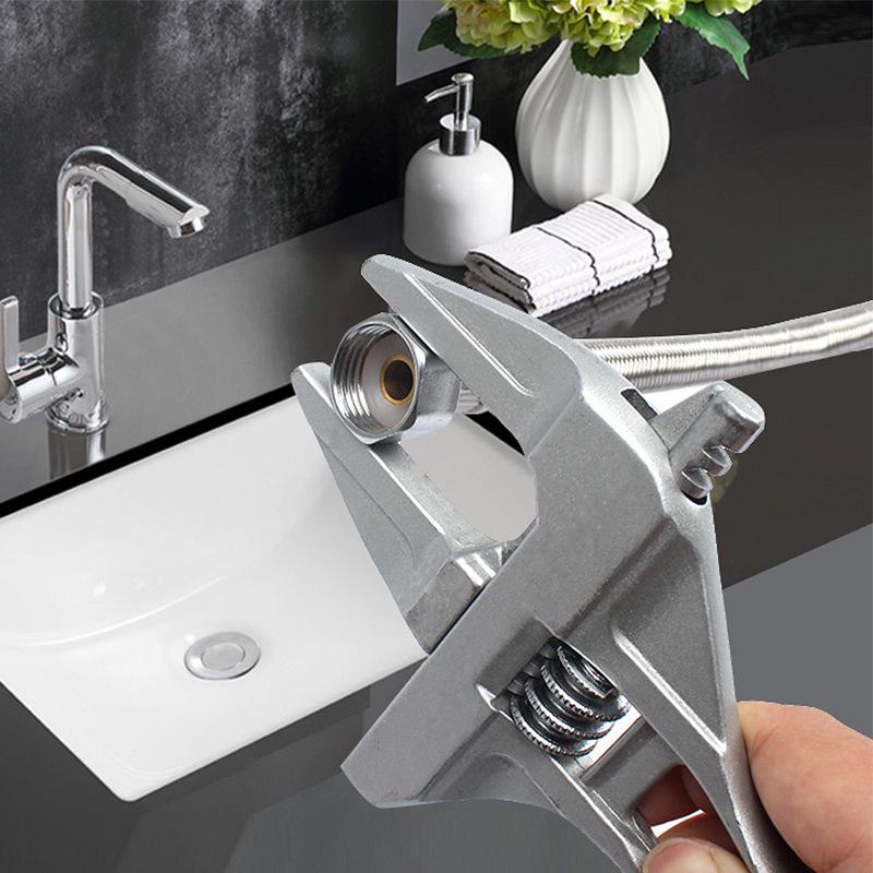 Adjustable Bathroom Wrench, 6-68mm Large Opening for Water Heating, Drain Pipe Repair, Universal Household Tool