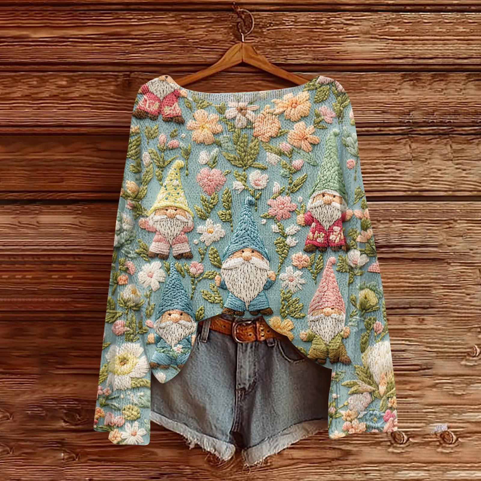 

Женский модный повседневный трикотажный свитер с длинным рукавом и рождественским принтом, круглый вырез XXL циан