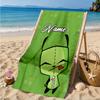 Custom Name Alien Expressions Collection Heart In Space Adventure Microfiber Beach Towel, Lightweight for Summer Travel, Swimming Pool Fan Gift