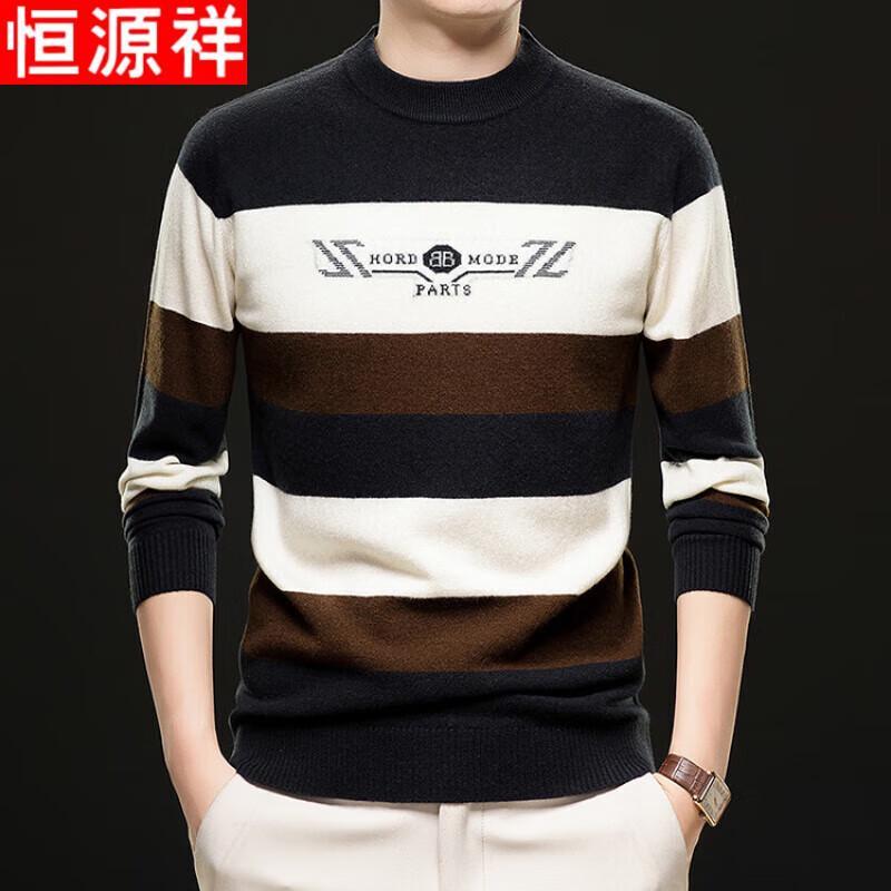 

Hengyuanxiang Men s Thickened Pure Wool Round Neck Sweater 3XL