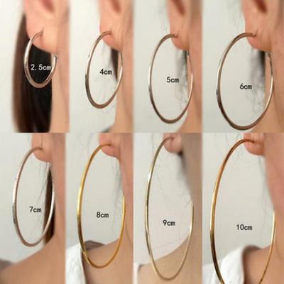 1Pair Hoop Style Round Earrings Gold Silver Ladies Large Hooped Rings 25mm-100m₊