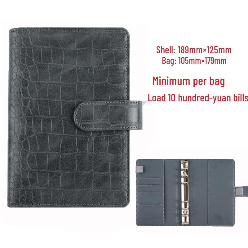 PU Crocodile Texture A6 Detachable Notebook with Zipper Pocket and Printable Logo