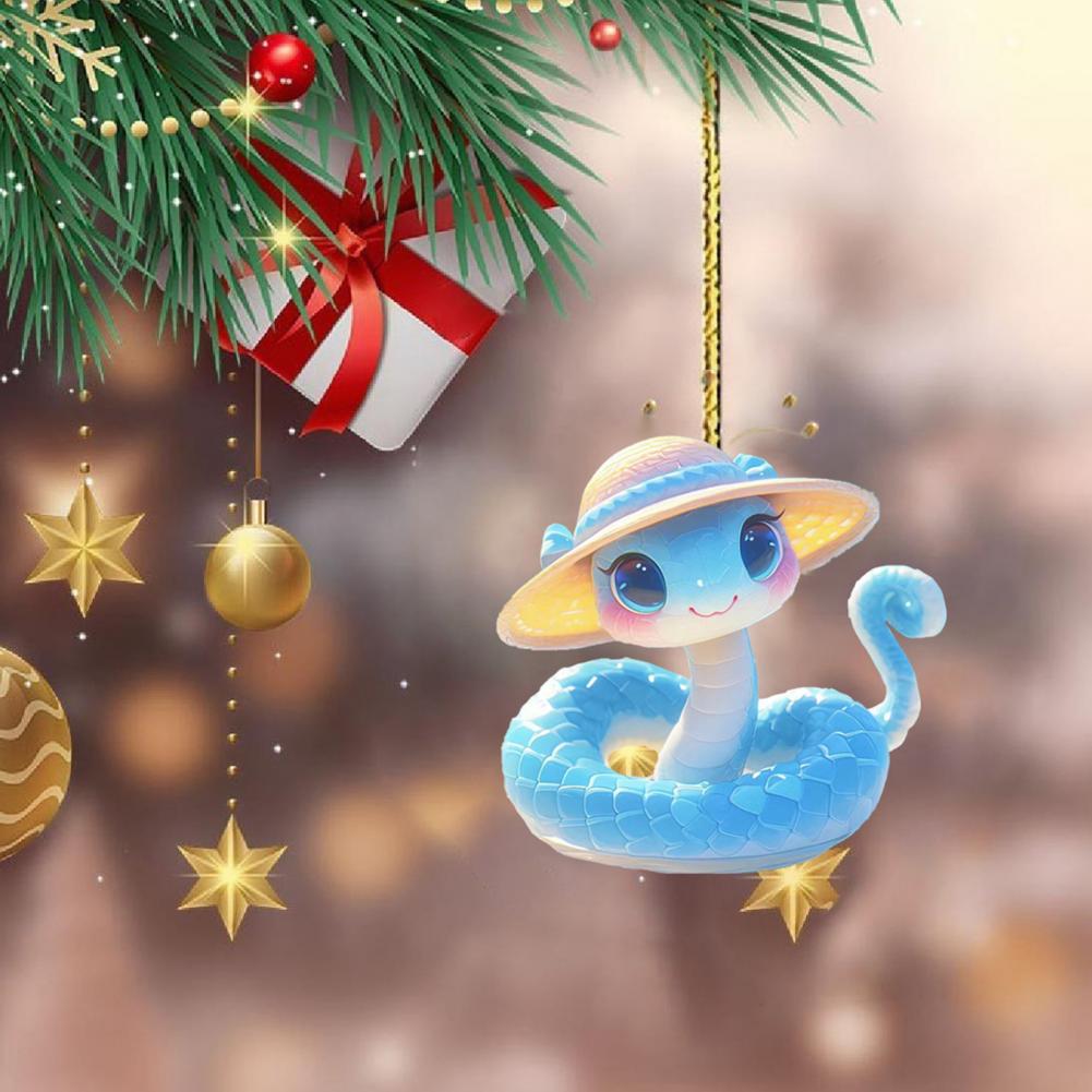 Cartoon-Schlangen-Anhänger, 2D, flaches Acryl, Weihnachtsornament, Schlange, hängende Dekoration für Weihnachtsbaum, Türen, Fenster, Neujahrsdeko