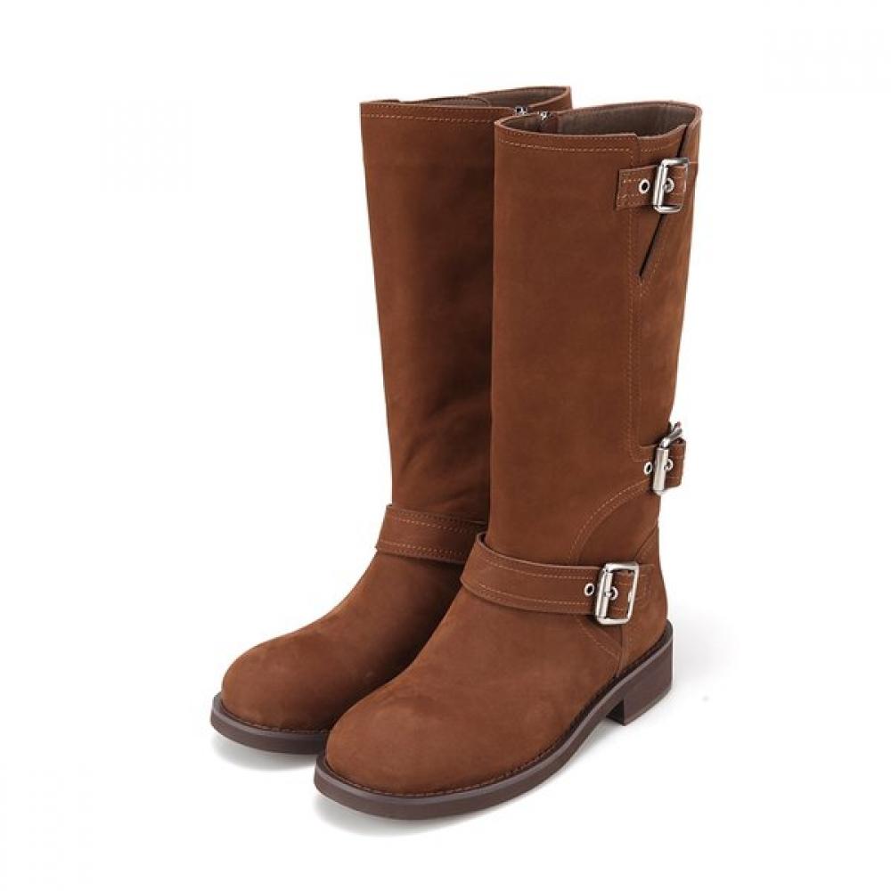 

Barbara Cowhide Nubuck Velcro Women S Half Rider bootS 3cm Bbi843br 255mm