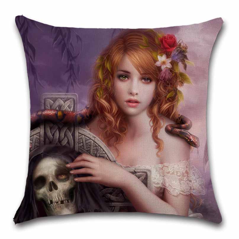 

Домашний диван, сиденье, автомобиль, друг, офис, подарок, наволочка, чехол с черепом, мексиканский День мертвых, льняная подушка для девушки-гота 40x40cm