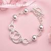 925 sterling silver 8-inch smooth bead bracelet, fashionable women's wedding party jewelry accessories