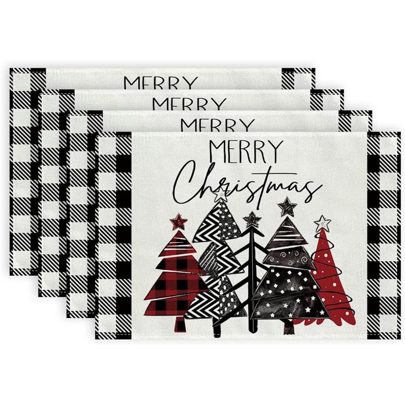 New Christmas Linen Square Placemat - Festive Party Tablecloth Decor, Beautify Coffee Table Mat.