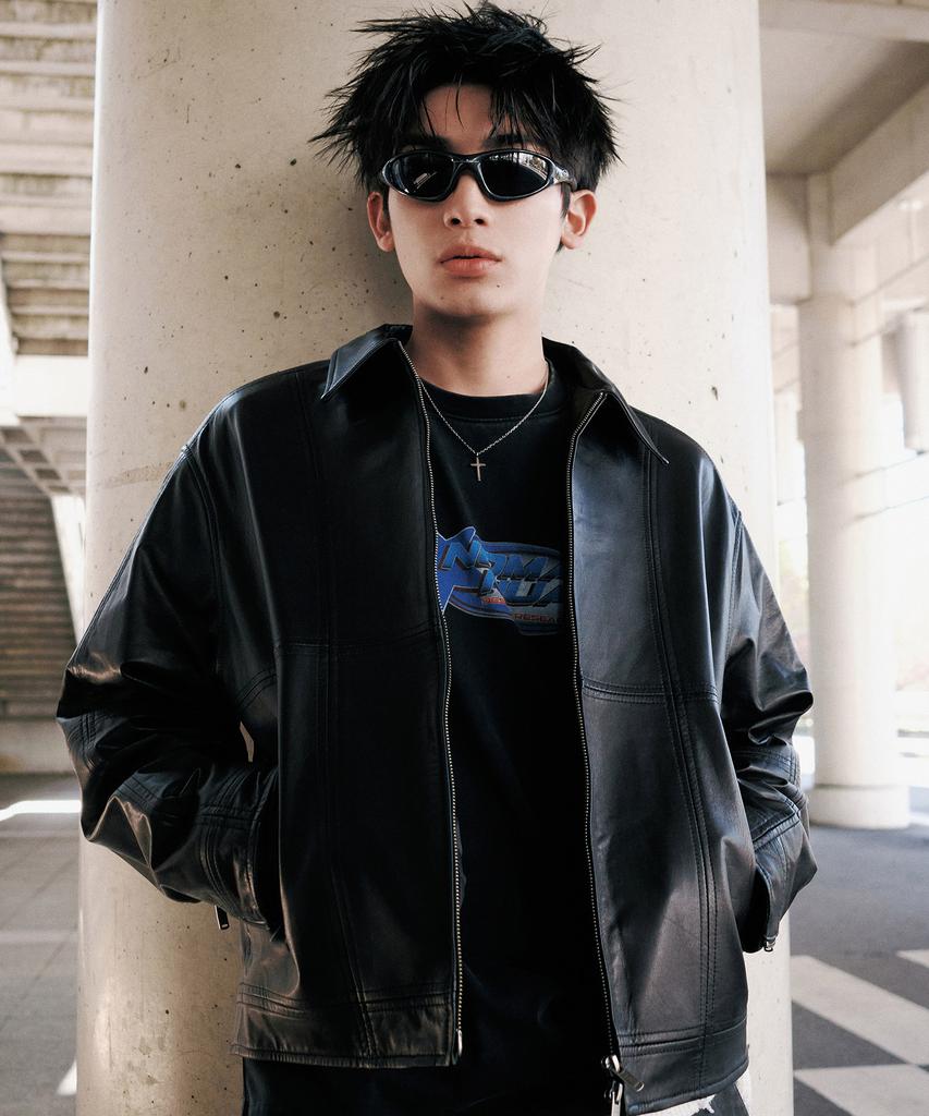 NOMANUAL Line Leather Jacket - Black
