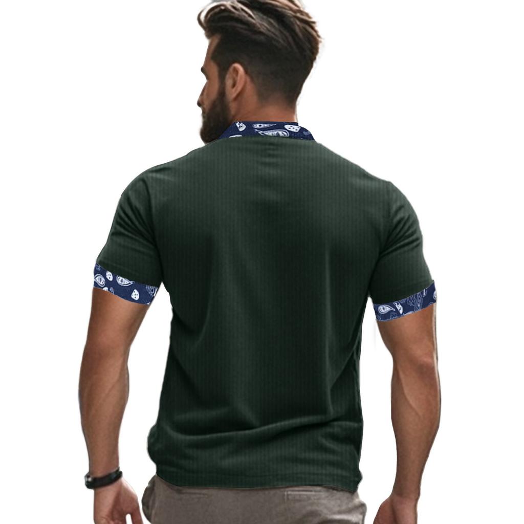 Summer Men Strap Corduroy Short Sleeve T-shirt Men