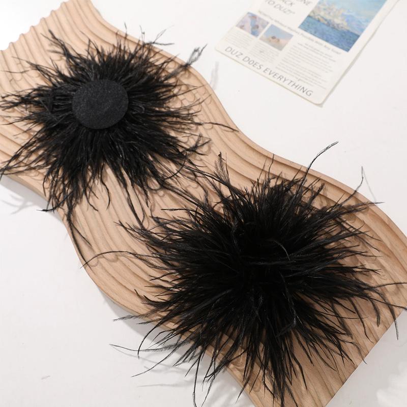 1Pc Feather Headwear Fashion Bridal Hairband Exquisite Ostrich Feathers Brooch Pin DIY Clothing Accessories Ostrich Feather