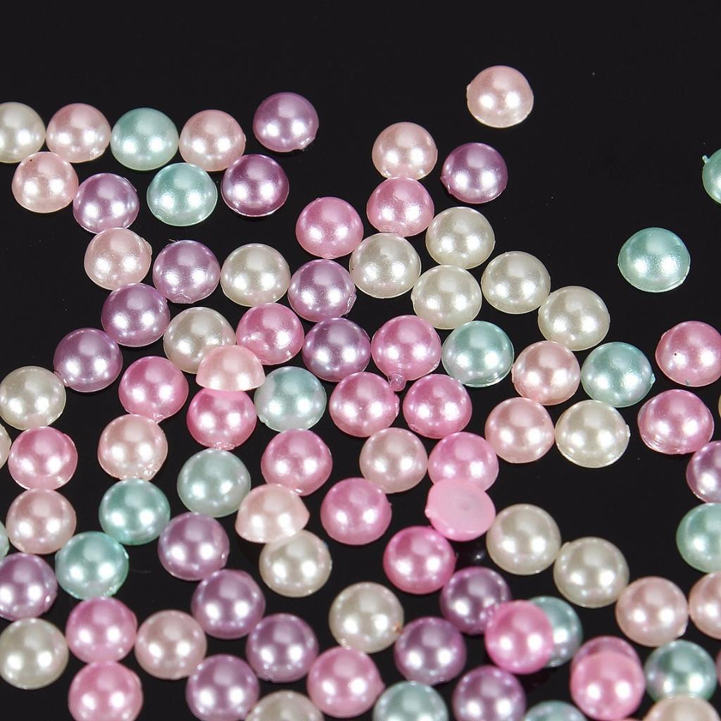 3000pcs New Mixed Color Half Pearl Round Bead Flat Back 4mm Scrapbook for Craft