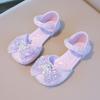 Girls Princess Shoes Mesh Lace Bow Kids Half Sandals Beauty Crystal Fairy Style 2025 New Girls Dance Shoes for Party Wedding